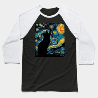 Cat Starry Night Harmony Baseball T-Shirt